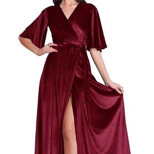 Velvet plus size bridesmaid dress